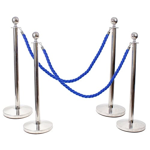 4 Prestige Chrome Poles With 2 Blue Braided Ropes Product Gallery Image