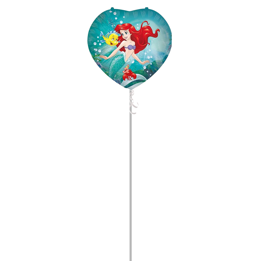 Ariel Curious The Little Mermaid Disney Princess Heart Shape Foil Helium Balloon - Inflated Balloon in a Box Product Gallery Image