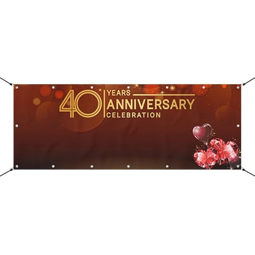 40th Anniversary Celebration Design Small Personalised Banner – 4ft x 2ft