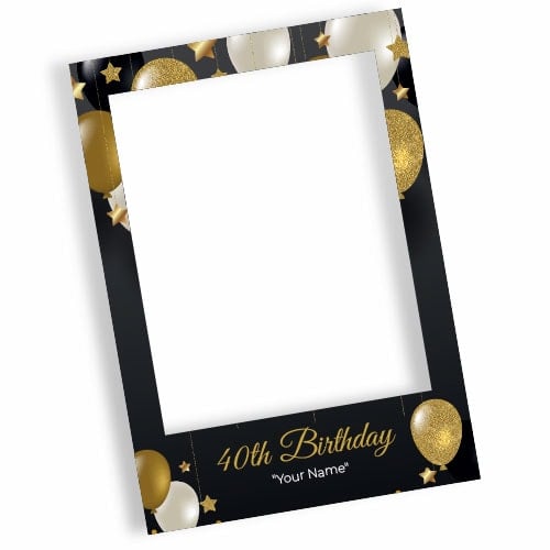 40th Birthday Black Personalised Selfie Frame Photo Prop Product Image