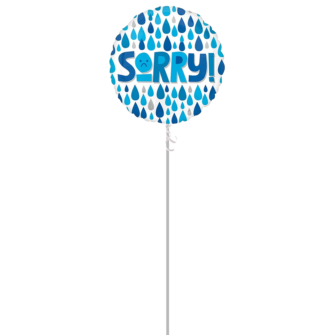 Sorry Raindrops Round Foil Helium Balloon - Inflated Balloon in a Box Product Gallery Image