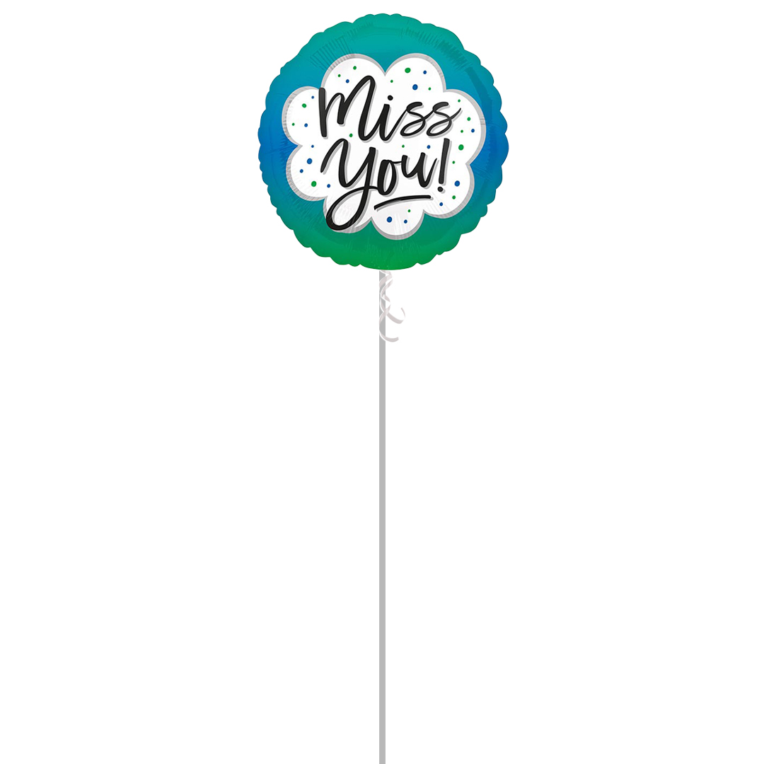 Ombre Miss You Round Foil Helium Balloon - Inflated Balloon in a Box