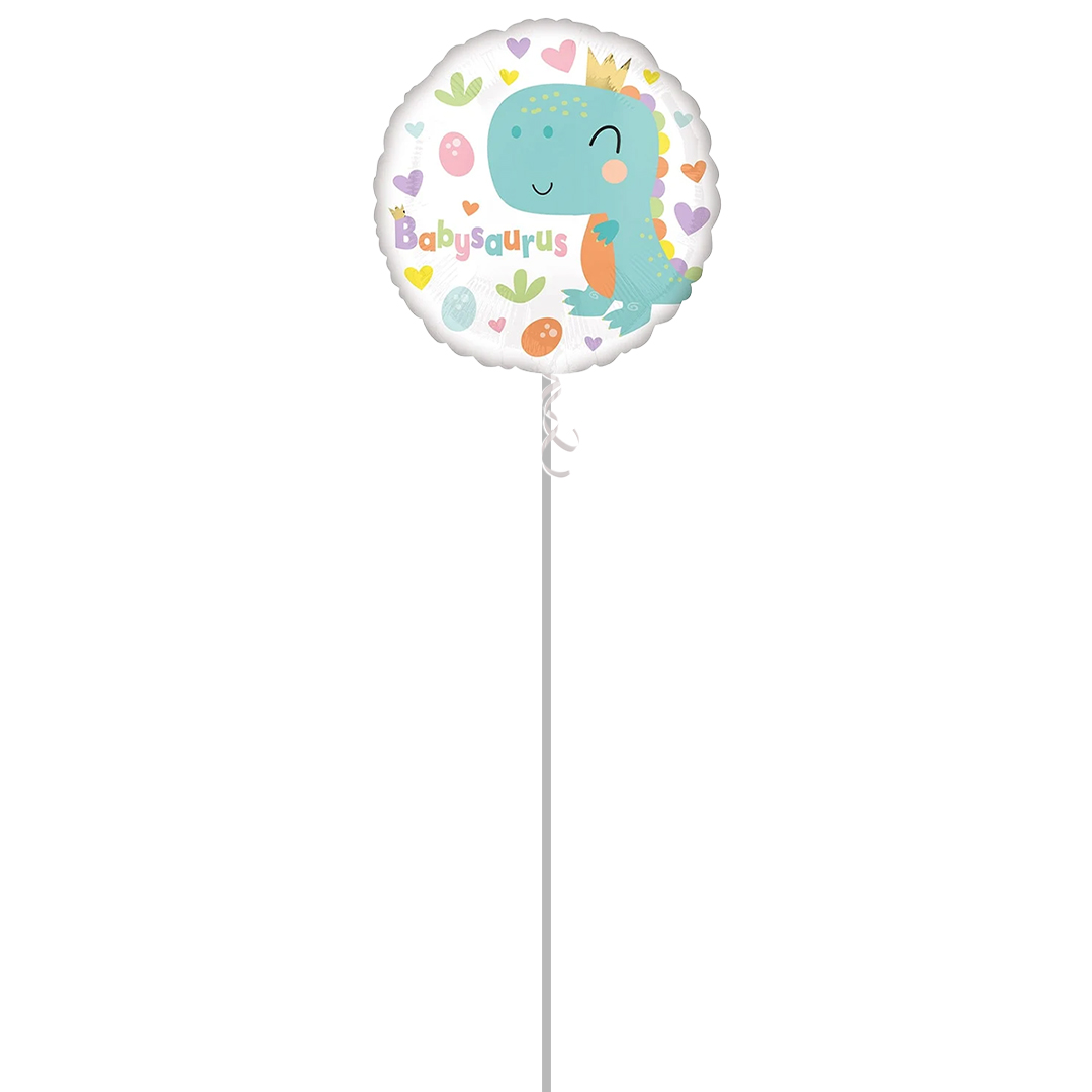 Babysaurus Round Foil Helium Balloon - Inflated Balloon in a Box Product Gallery Image