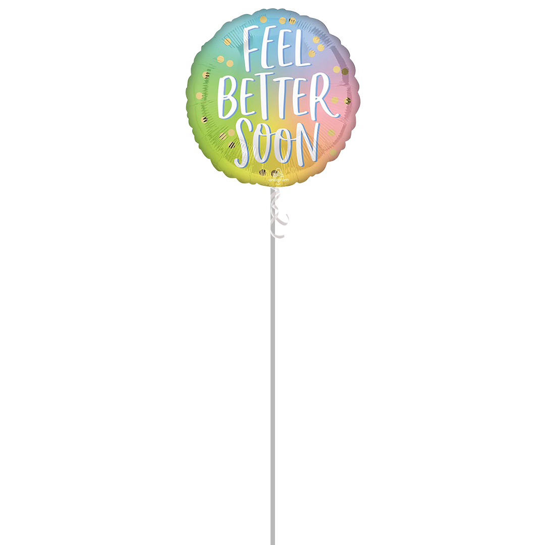 Ombre Feel Better Soon Round Foil Helium Balloon - Inflated Balloon in a Box Product Gallery Image