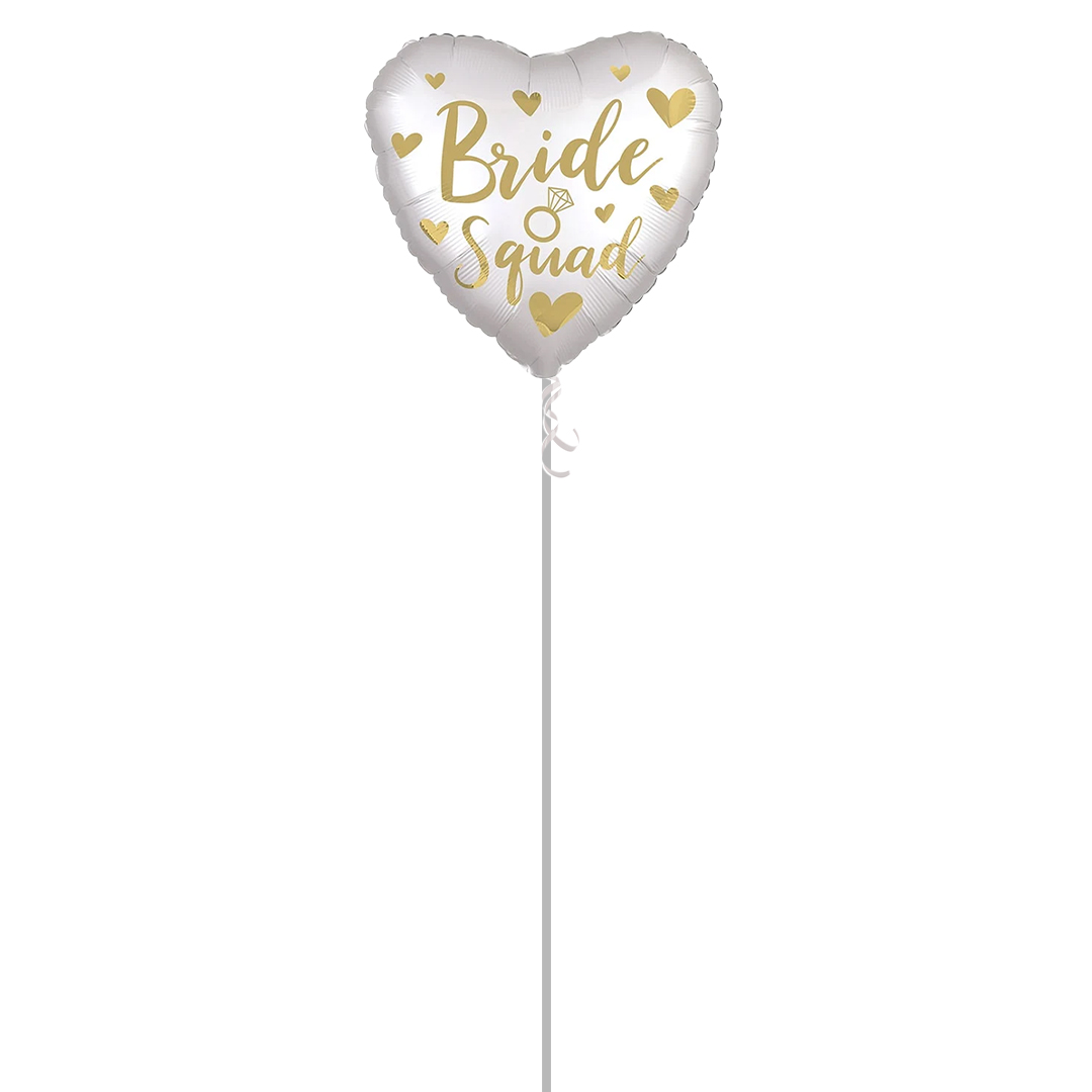 Gold Bride Squad Satin Luxe Heart Shape Foil Helium Balloon - Inflated Balloon in a Box Product Gallery Image