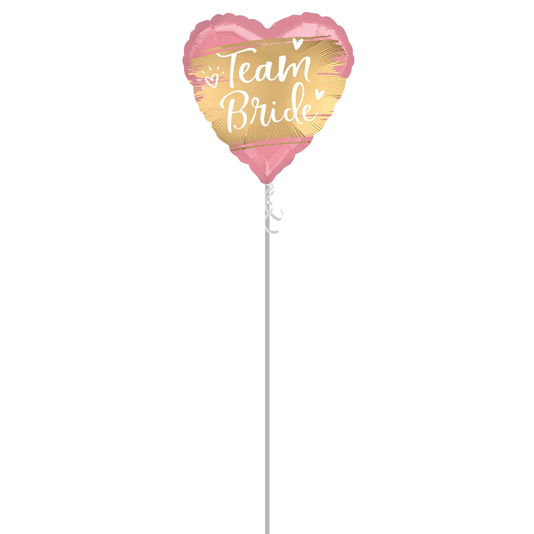 Gold Team Bride Satin Luxe Heart Shape Foil Helium Balloon - Inflated Balloon in a Box