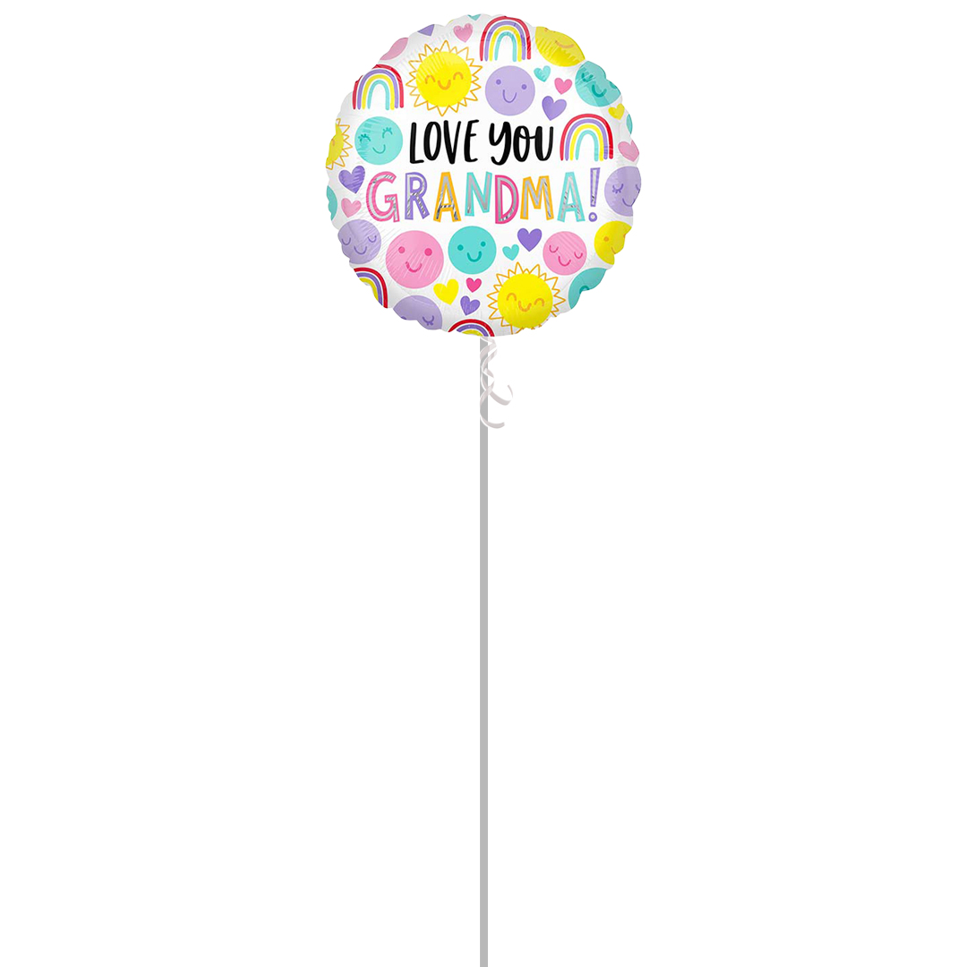 Love You Grandma Round Foil Helium Balloon - Inflated Balloon in a Box Product Gallery Image