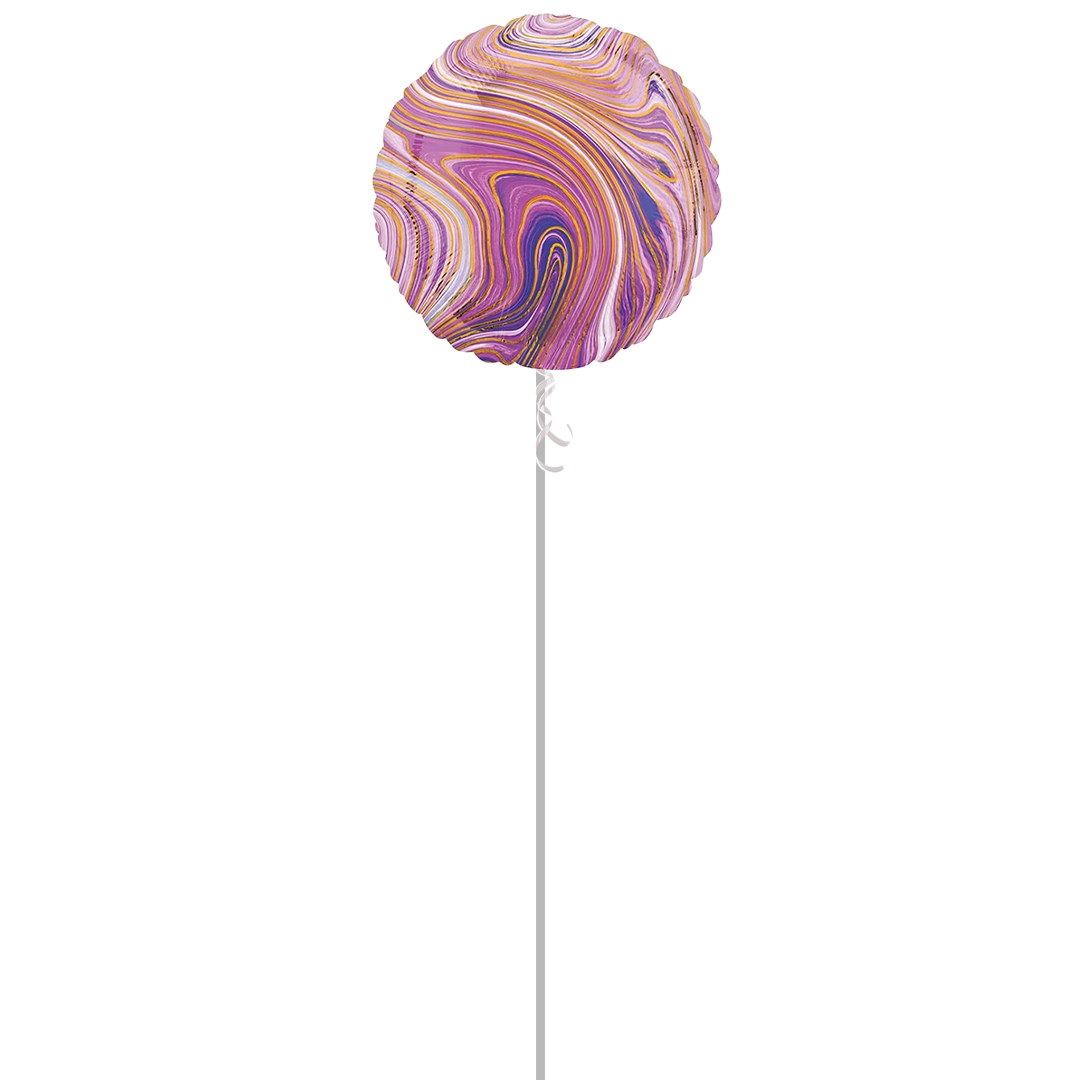 Marblez Purple Round Foil Helium Balloon - Inflated Balloon in a Box