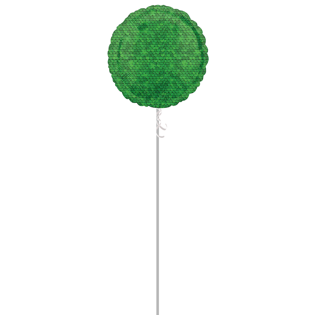 Forest Green Sequins Round Foil Helium Balloon - Inflated Balloon in a Box Product Gallery Image