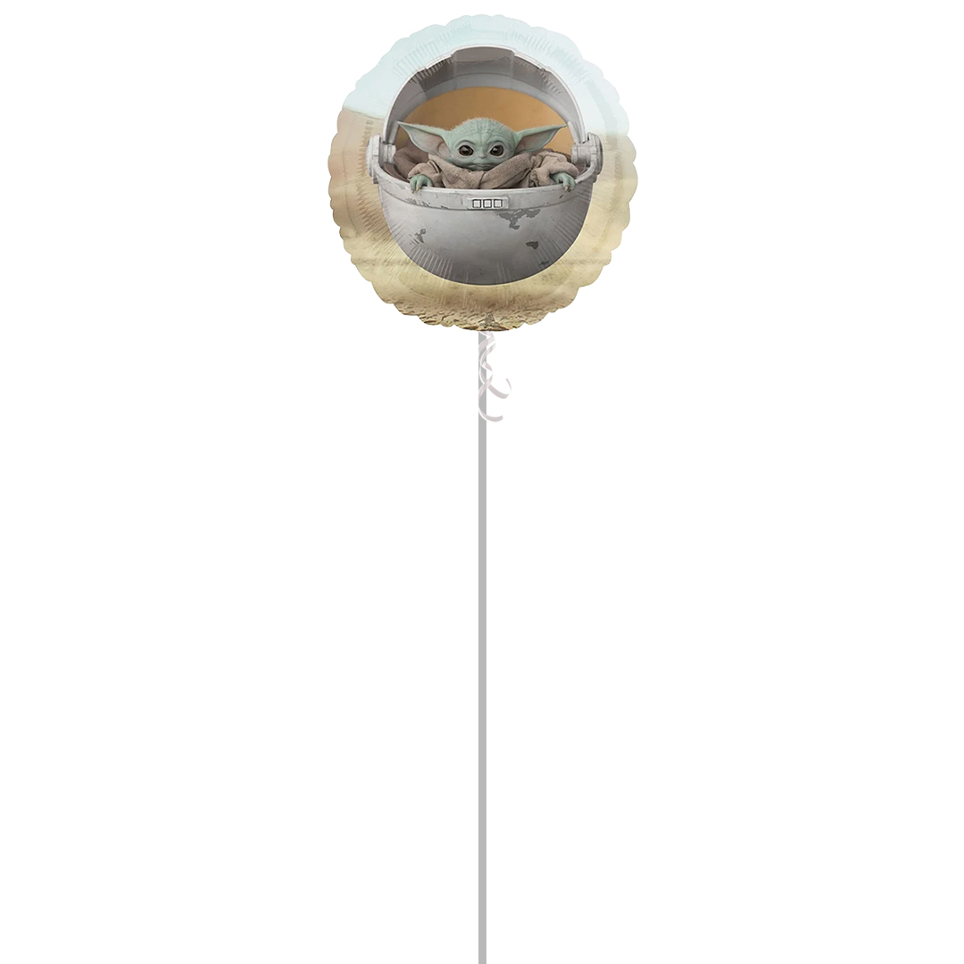 Baby Yoda Grogu The Child Star Wars Mandalorian Round Foil Helium Balloon - Inflated Balloon in a Box Product Gallery Image