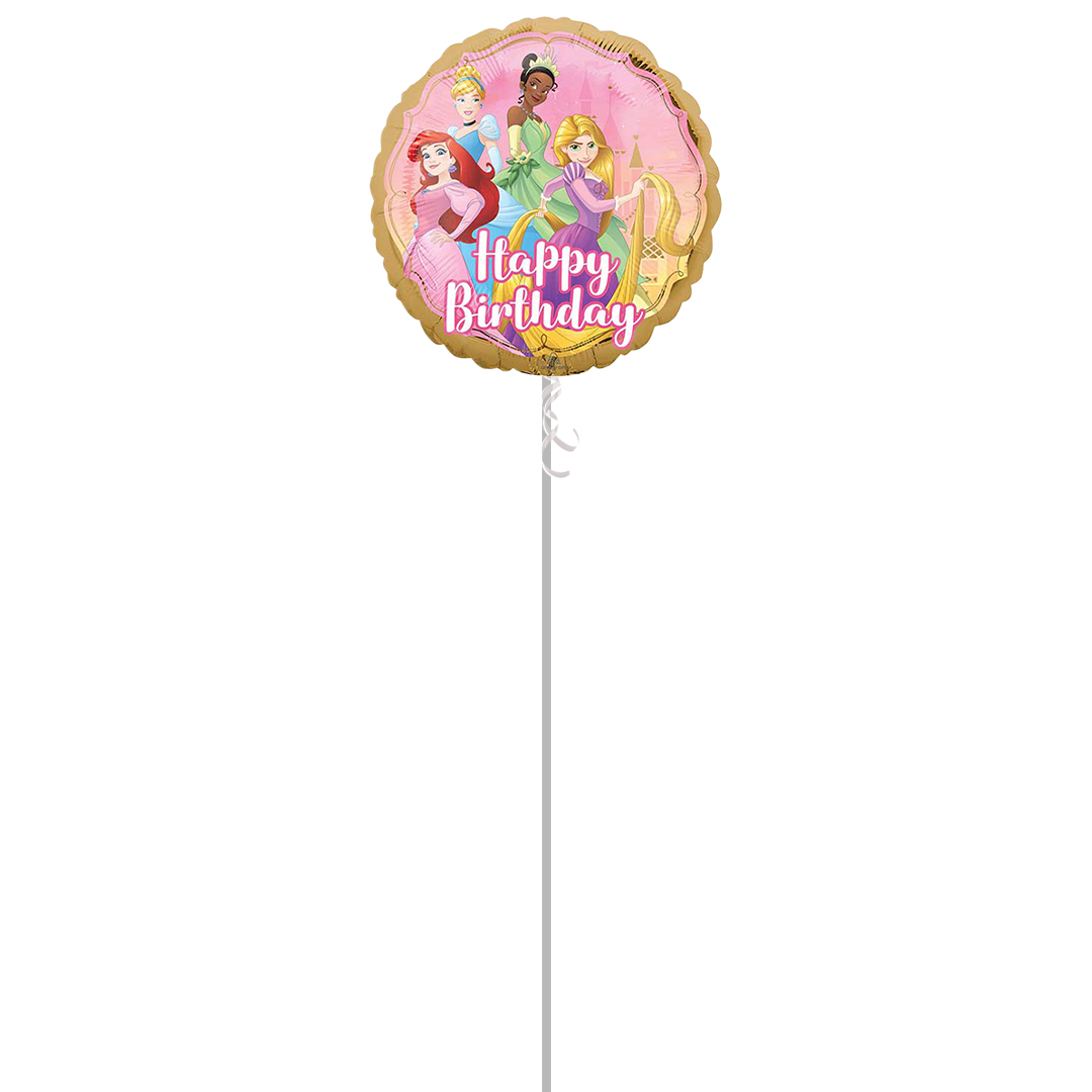Disney Princesses Birthday Two-Sided Round Foil Helium Balloon - Inflated Balloon in a Box Product Gallery Image