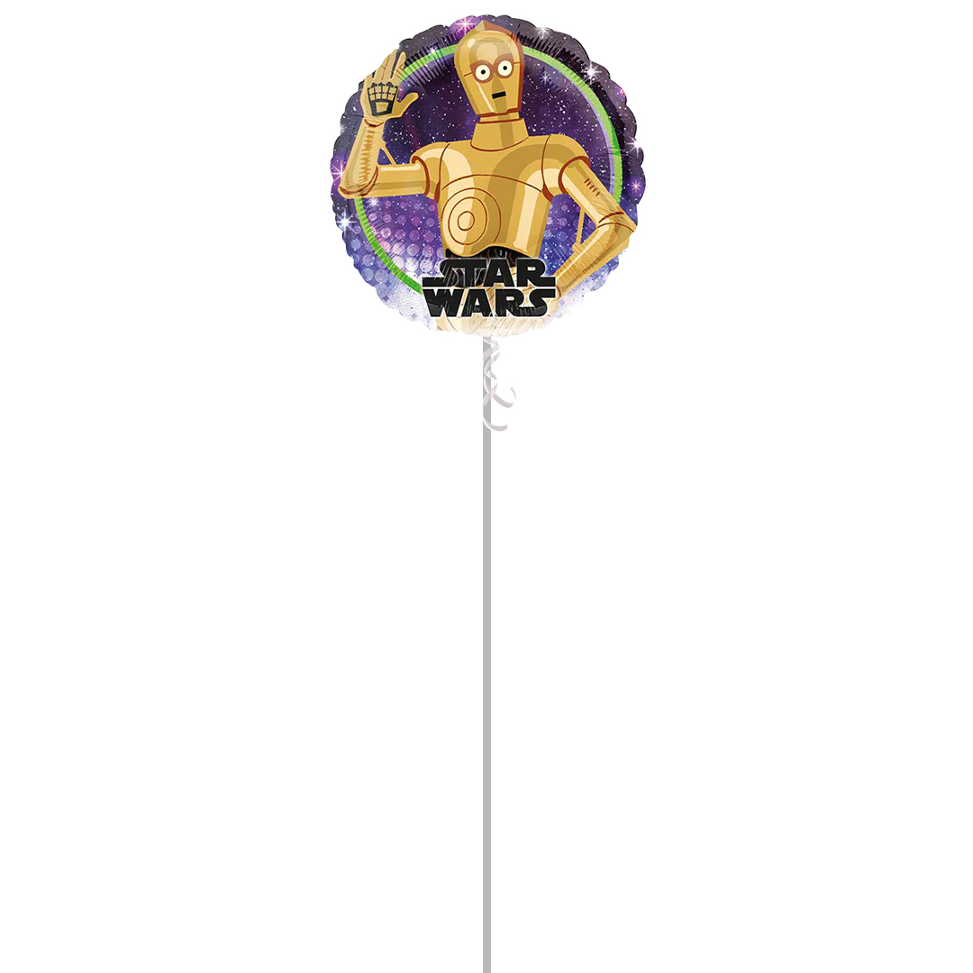 Star Wars C-3PO Round Foil Helium Balloon - Inflated Balloon in a Box Product Gallery Image