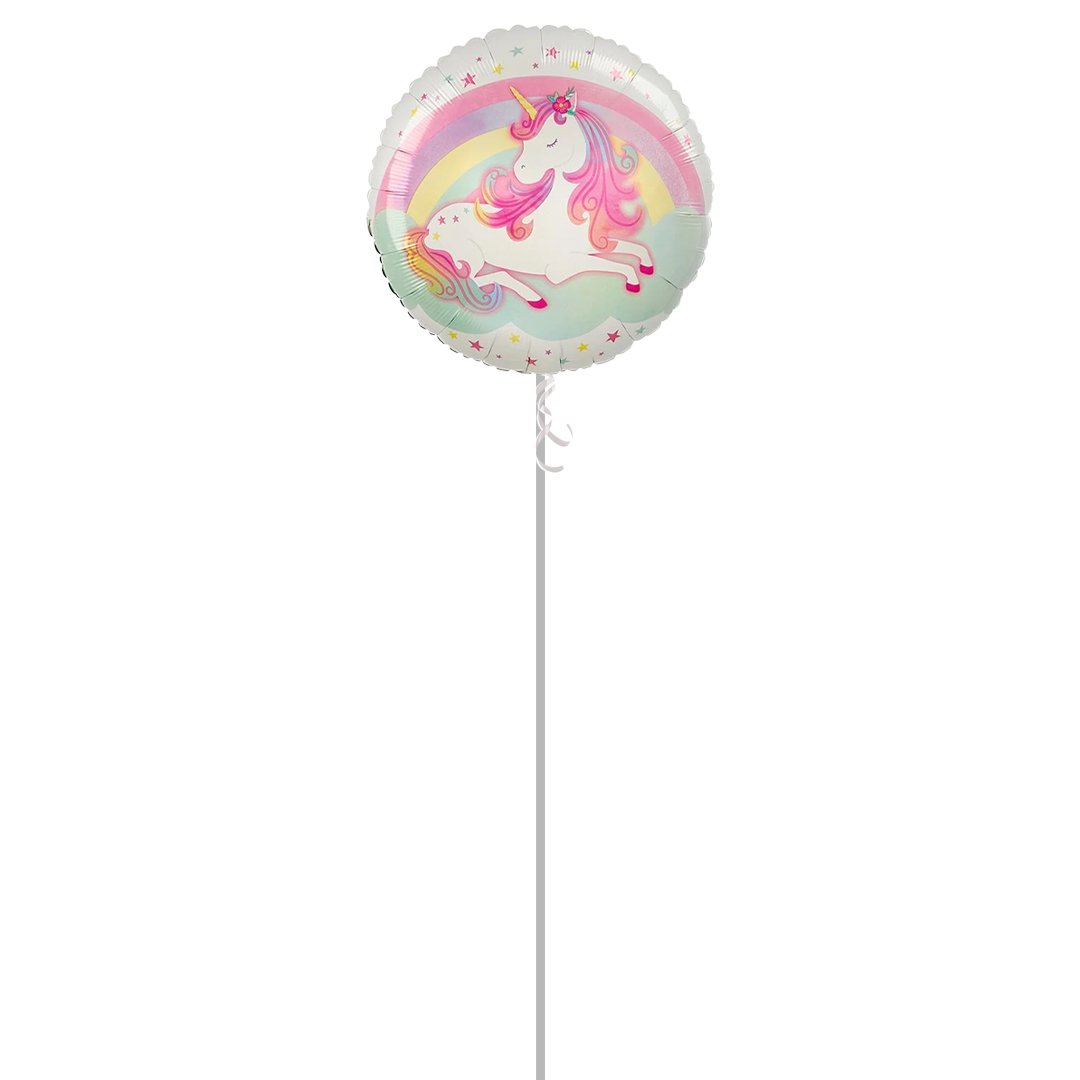 Enchanted Unicorn Round Foil Helium Balloon - Inflated Balloon in a Box Product Gallery Image