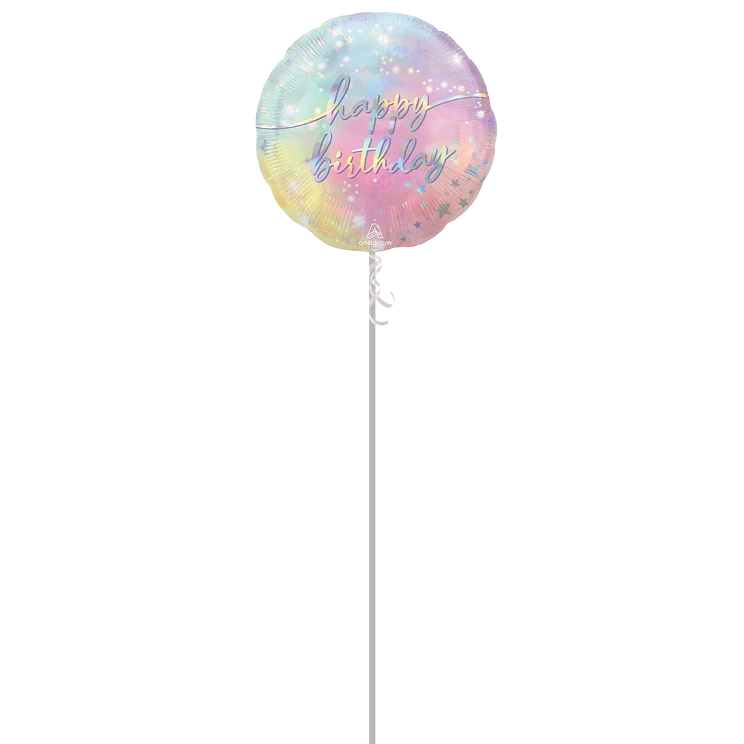 Luminous Happy Birthday Round Foil Helium Balloon - Inflated Balloon in a Box Product Gallery Image