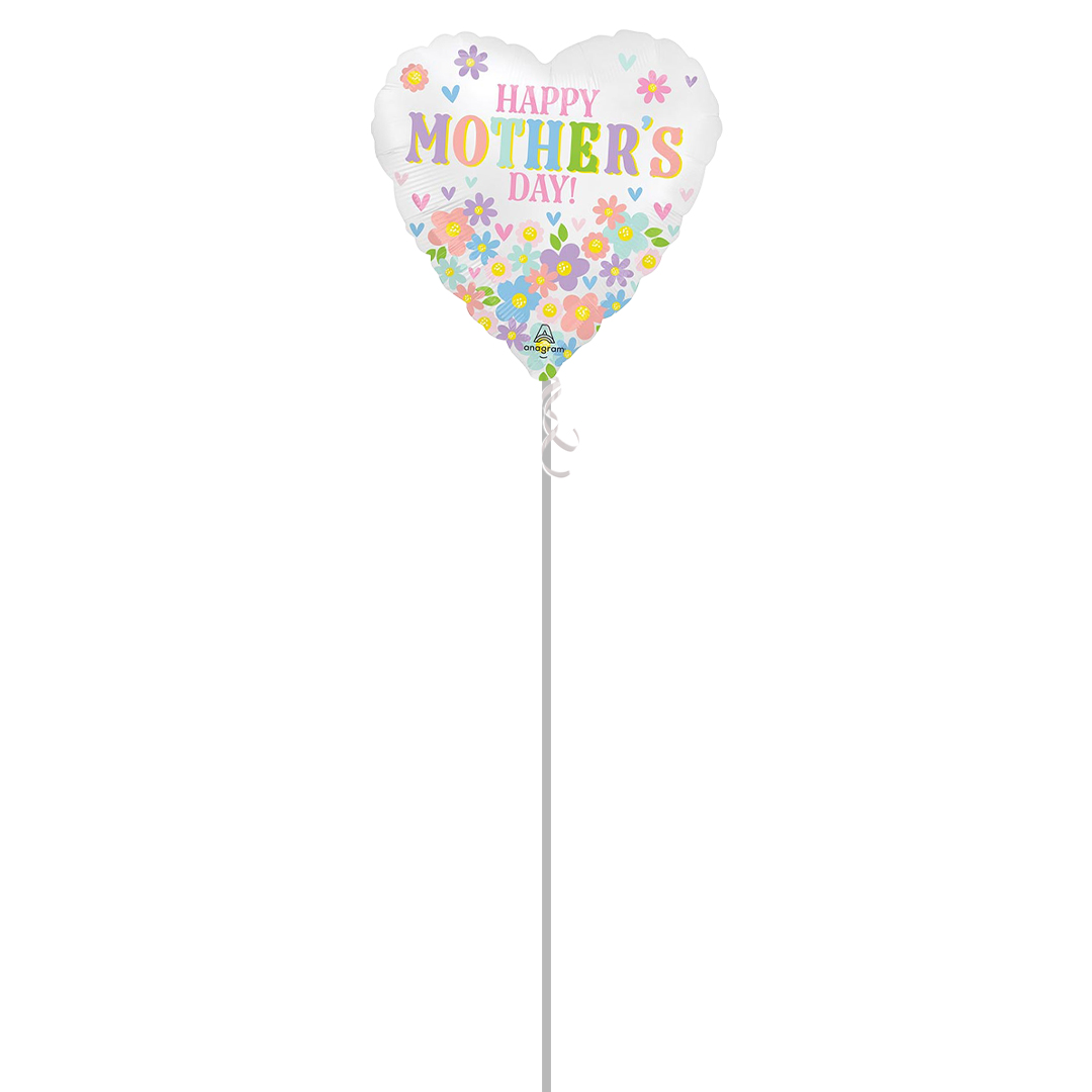 Satin Happy Mother's Day Daisy Chain Round Foil Helium Balloon - Inflated Balloon in a Box Product Gallery Image