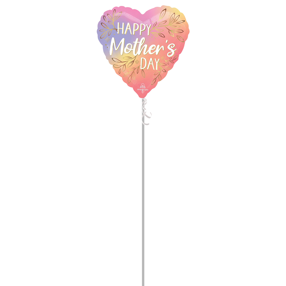 Happy Mother's Day Botanical Foliage Heart Shape Foil Helium Balloon - Inflated Balloon in a Box Product Gallery Image