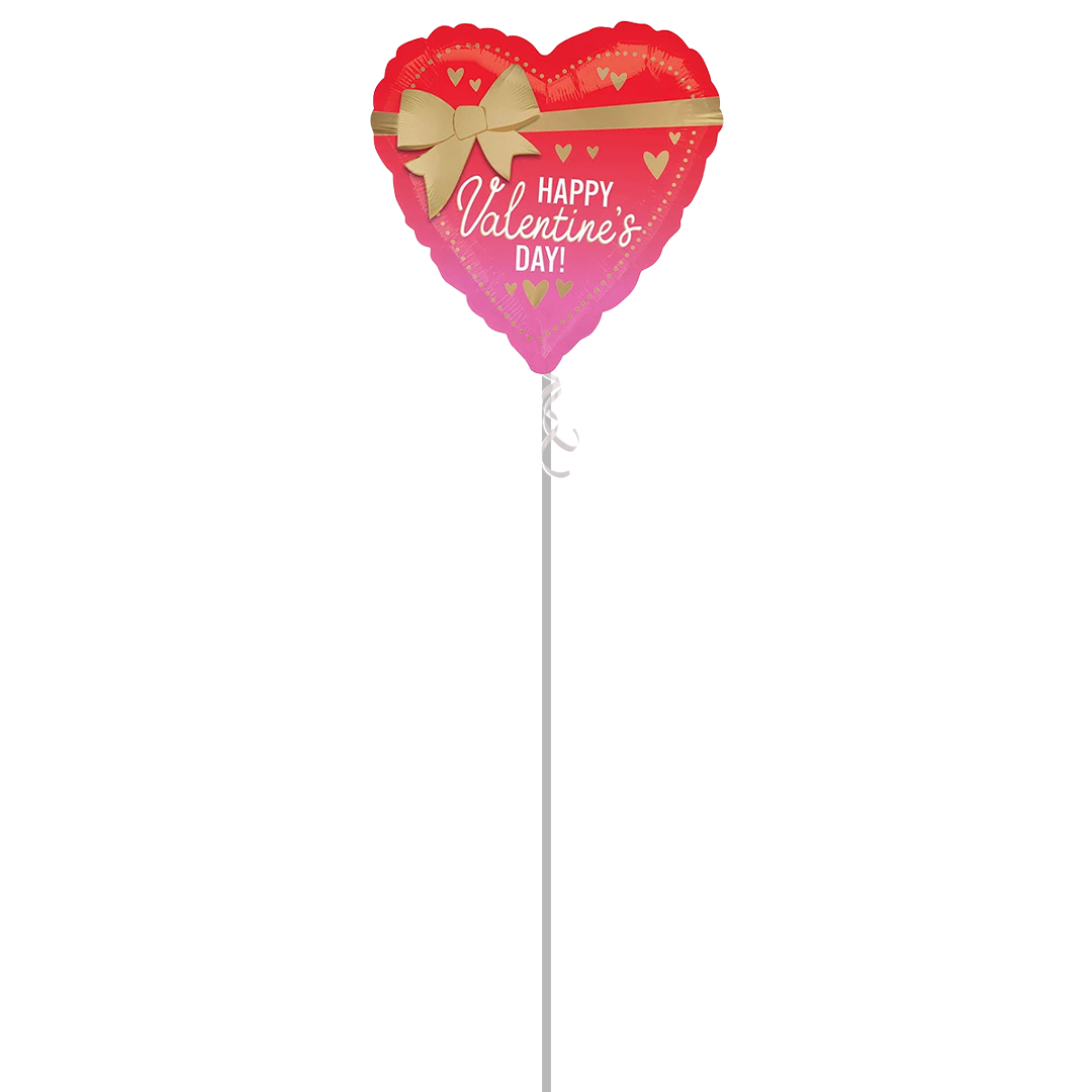 Happy Valentine's Day Better with Bows Heart Shape Foil Helium Balloon - Inflated Balloon in a Box