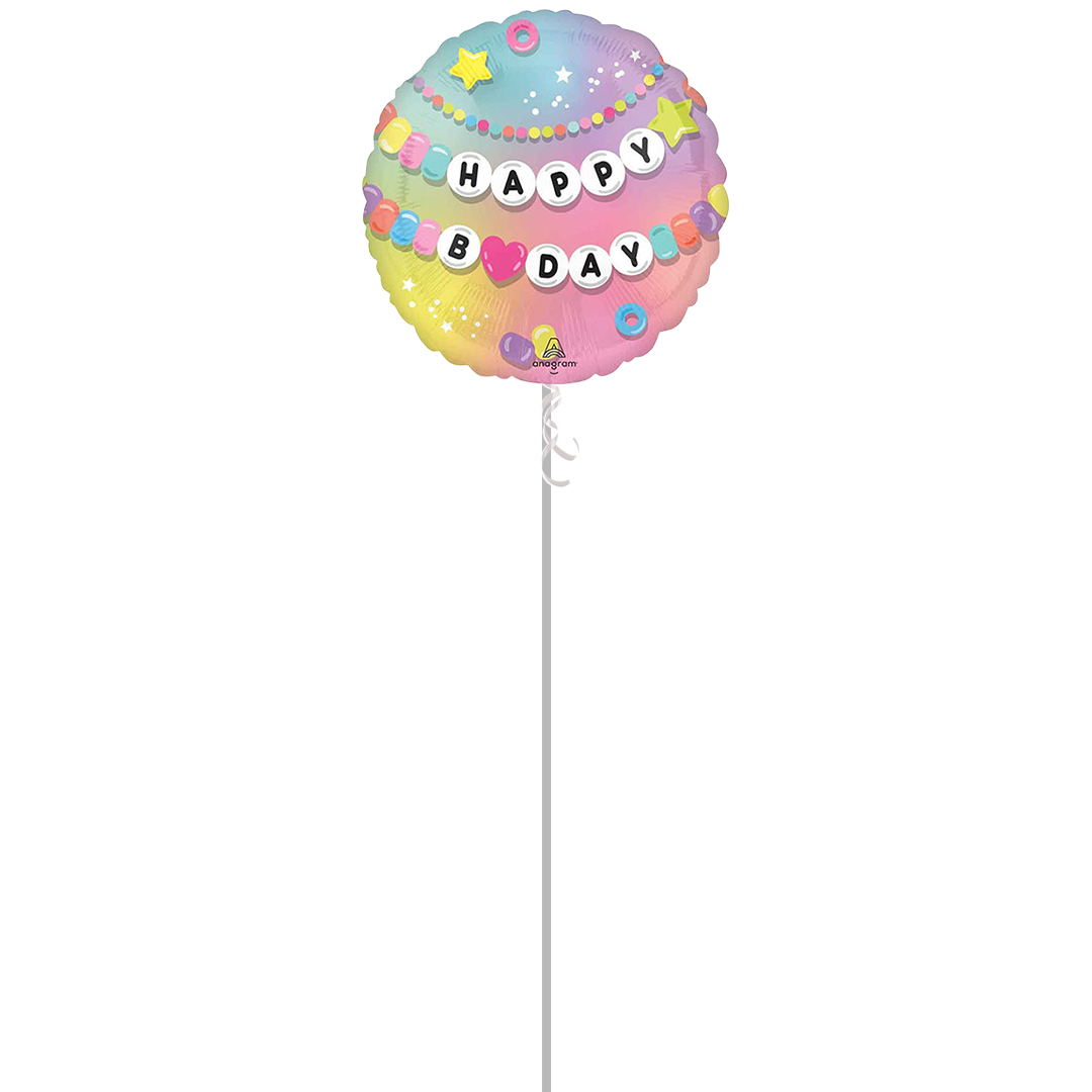 Friendship Bracelet Happy Birthday Heart Shape Foil Helium Balloon - Inflated Balloon in a Box Product Gallery Image