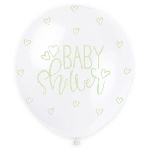 Assorted Pastel Baby Shower Print Pearlised Biodegradable Latex Helium Balloons 30cm / 12in - Pack of 5 Product Gallery Image