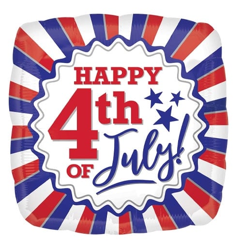 Happy 4th Of July USA Square Foil Helium Balloon 43cm / 17 in Product Image