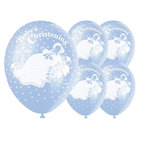 Christening Blue Biodegradable Latex Balloons 30cm / 12 in - Pack of 5 Product Image