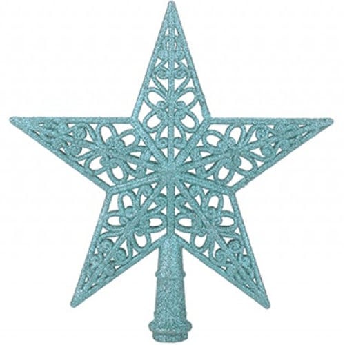 5 Tip Glittered Ice Blue Christmas Tree Top Star 20cm Product Image