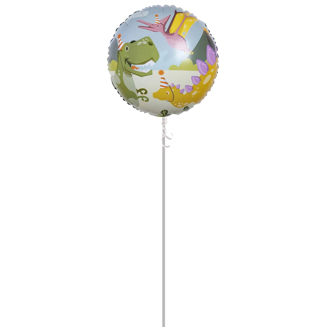 Dinosaur Fun Party Round Foil Helium Balloon - Inflated Balloon in a Box Product Gallery Image