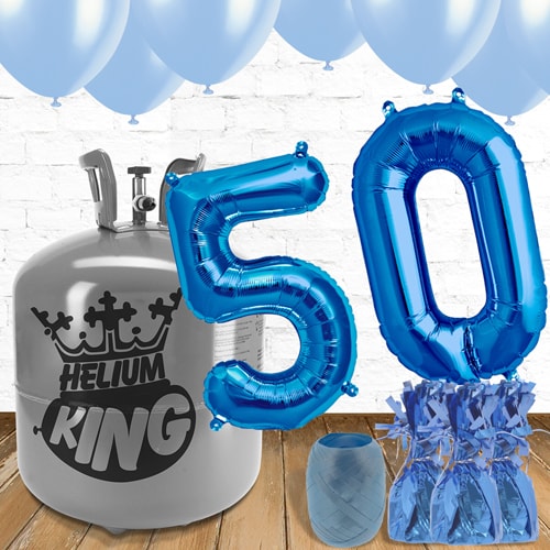 50th Birthday Helium Gas Package with Blue Balloons Product Gallery Image