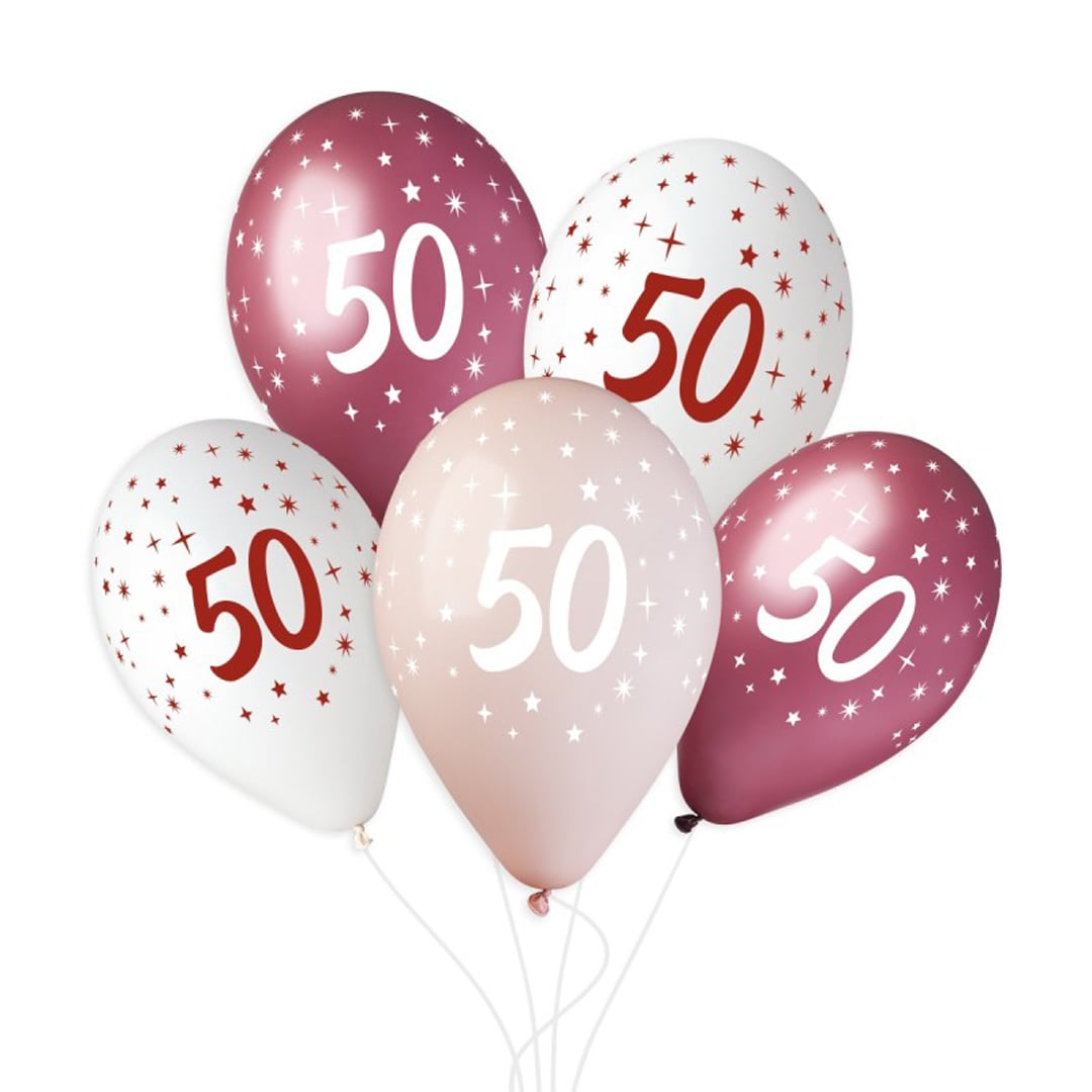 50th Birthday Vino Collection Latex Balloons 33cm / 13 in - Pack of 6