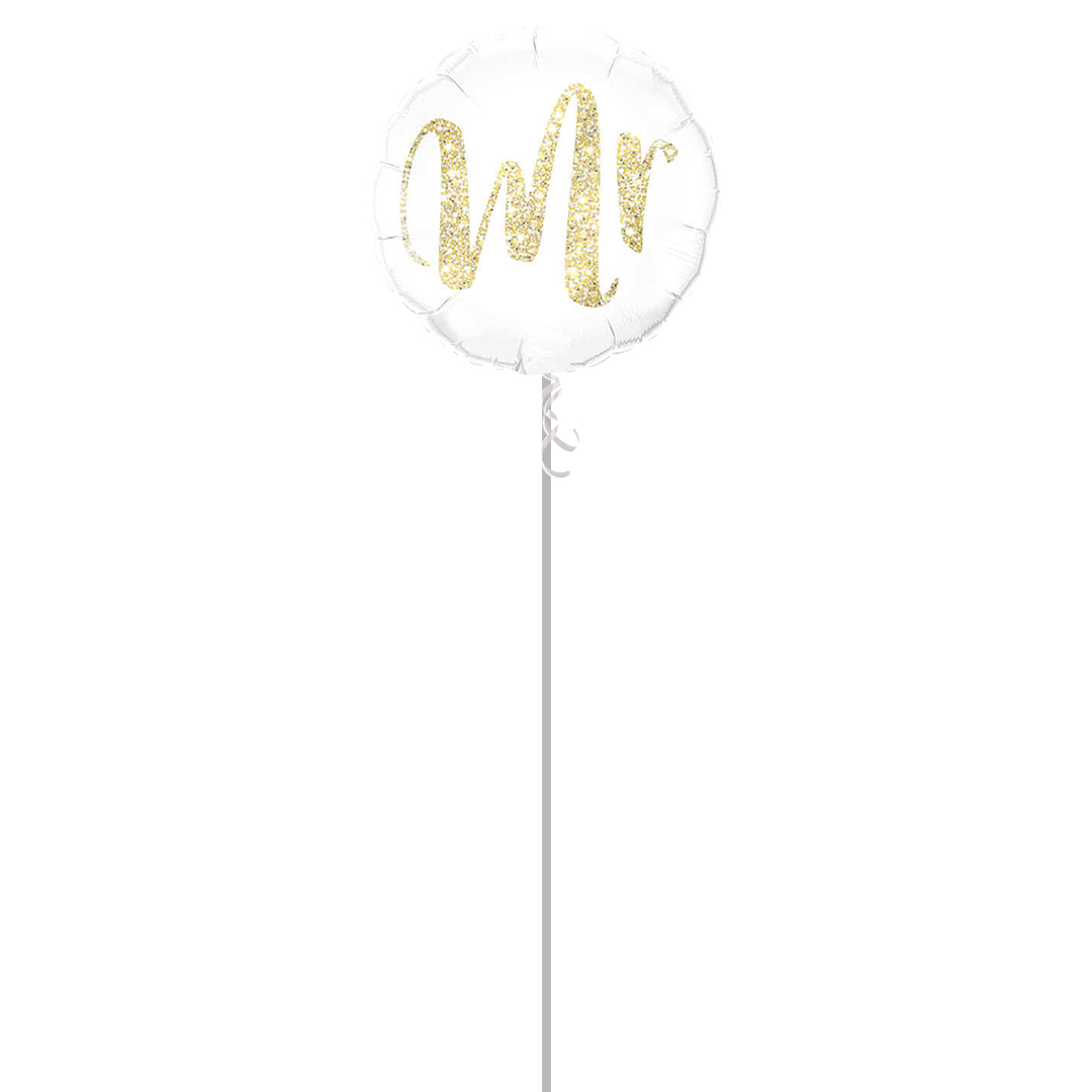 Mr Glitter Gold Helium Foil Qualatex Balloon - Inflated Balloon in a Box