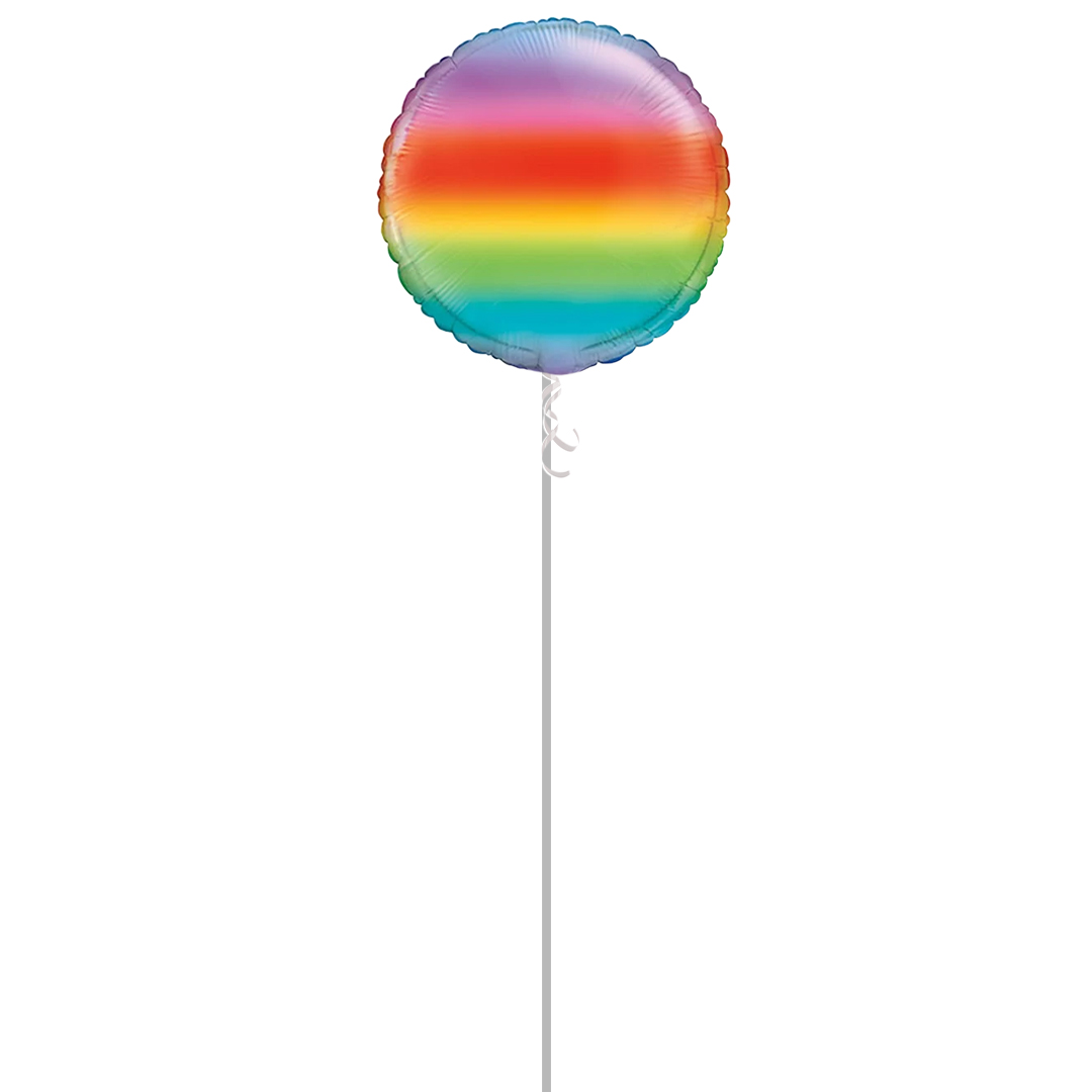 Rainbow Round Foil Helium Balloon - Inflated Balloon in a Box