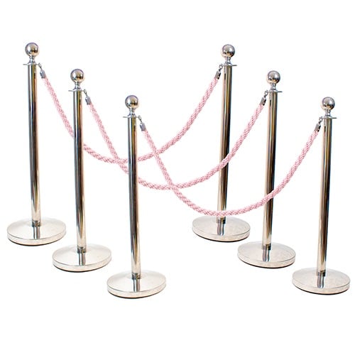 6 Prestige Chrome Poles With 4 Pink Braided Ropes Product Gallery Image