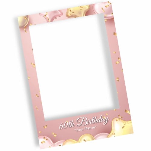 60th Birthday Pink Personalised Selfie Frame Photo Prop Product Image