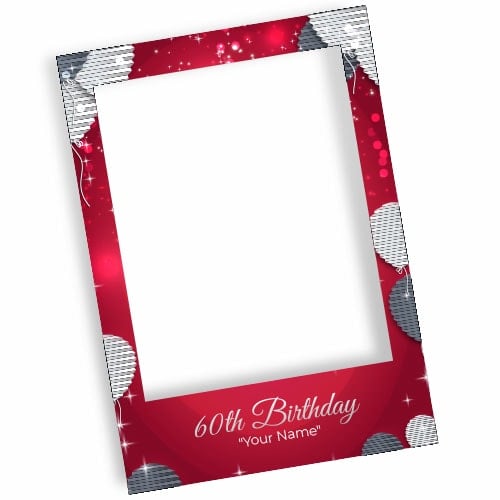 60th Birthday Red Personalised Selfie Frame Photo Prop Product Image