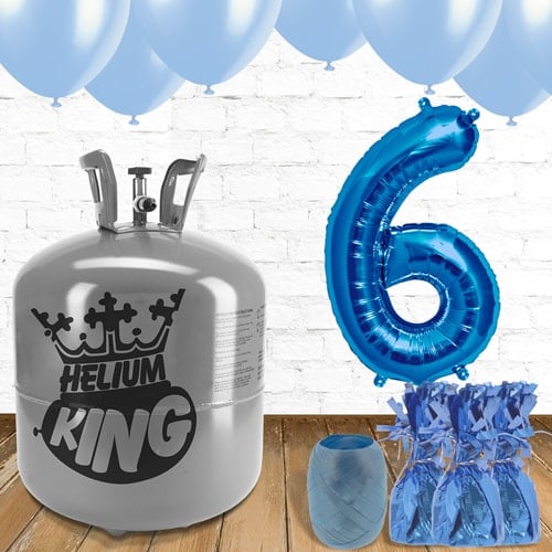 6th Birthday Helium Gas Package with Blue Balloons Product Gallery Image