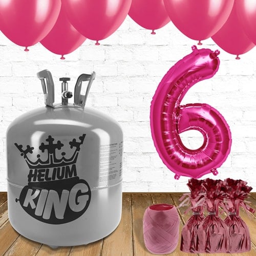 6th Birthday Helium Gas Package with Pink Balloons Product Gallery Image