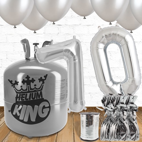 70th Birthday Helium Gas Package with Silver Balloons Product Gallery Image