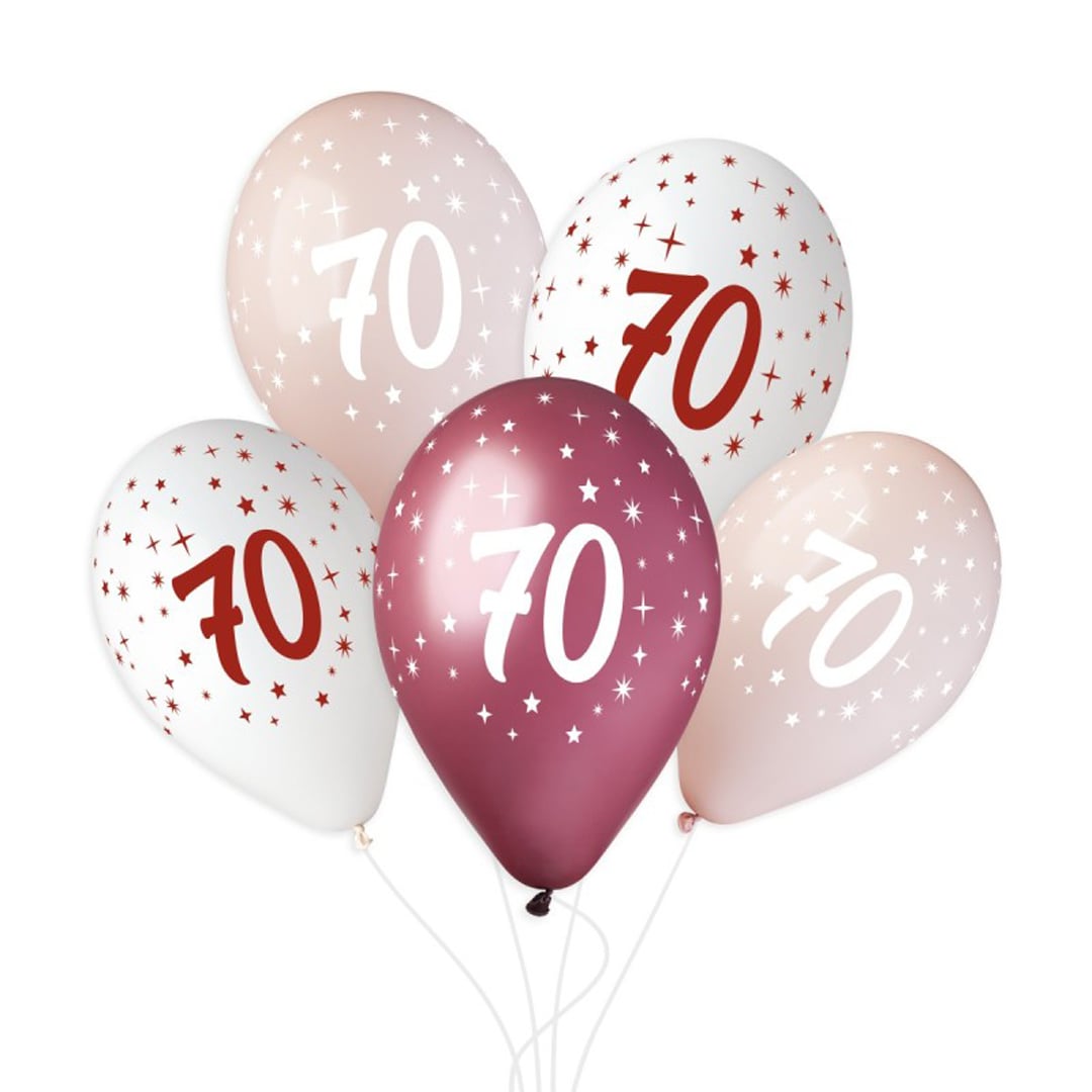 70th Birthday Vino Collection Latex Balloons 33cm / 13 in - Pack of 6