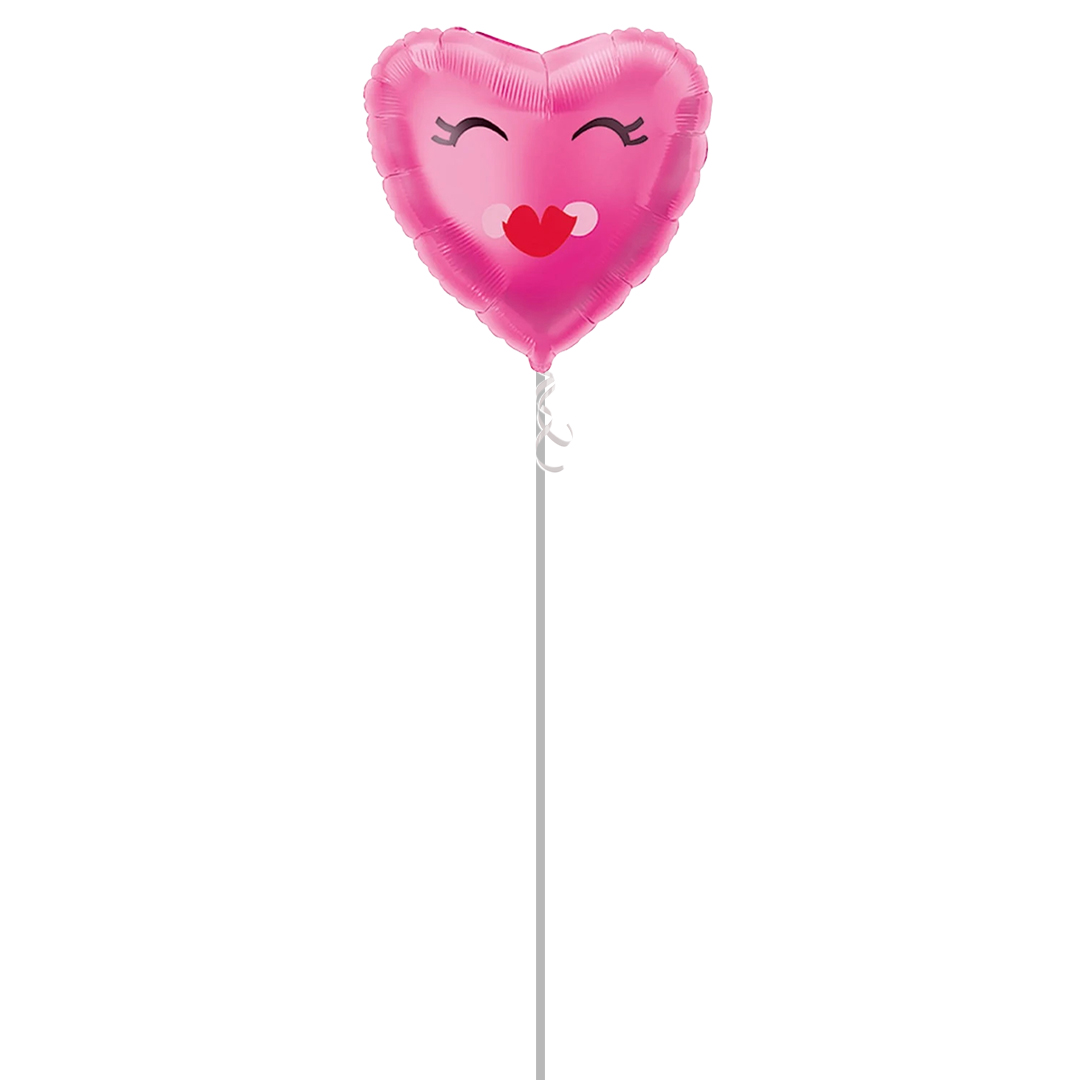 Smiling Pink Heart Foil Helium Balloon - Inflated Balloon in a Box Product Gallery Image