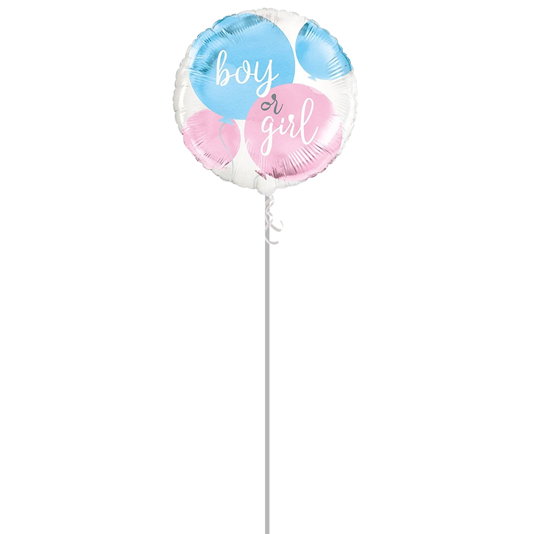 Gender Reveal Party Round Helium Balloon  - Inflated Balloon in a Box