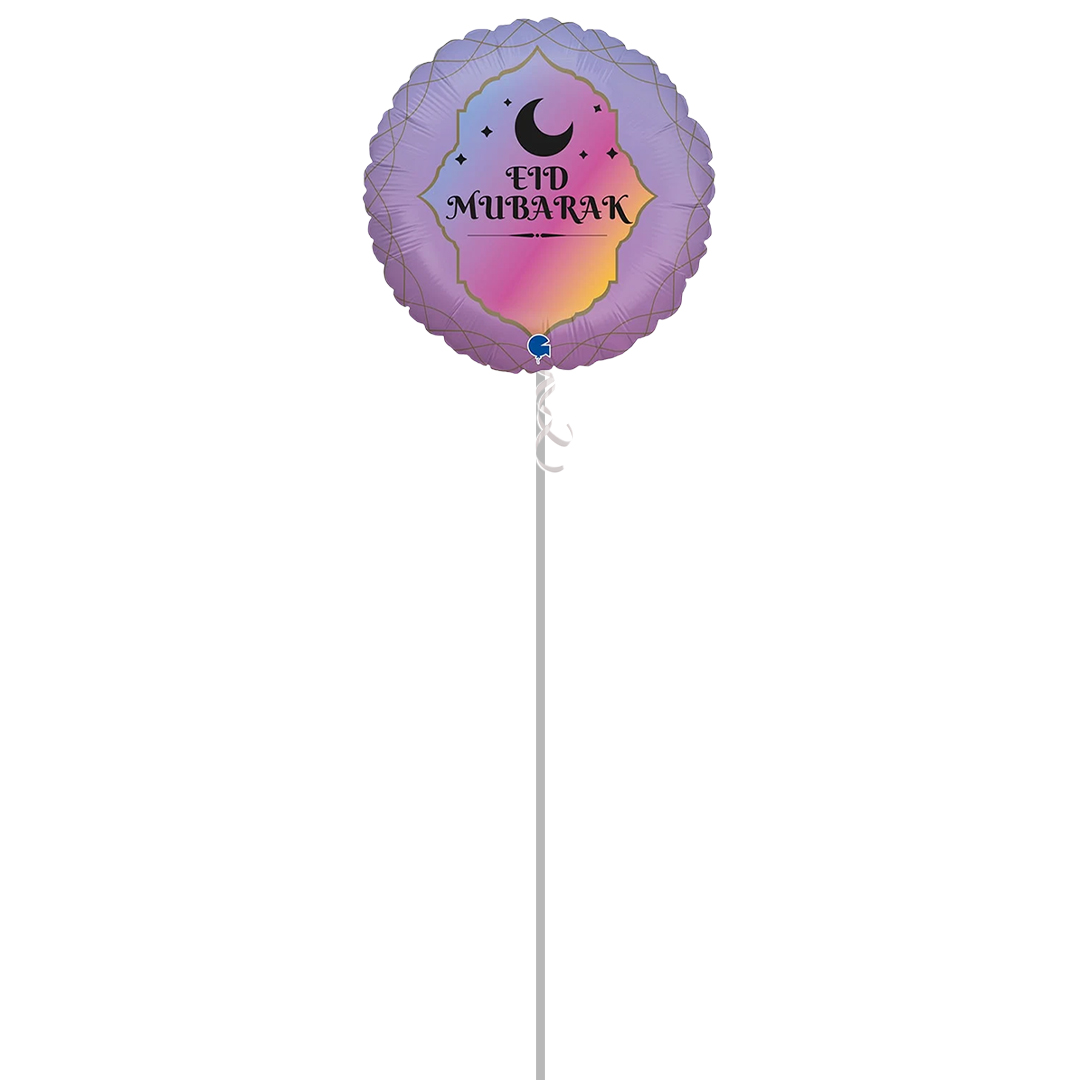 Eid Mubarak Celebration Round Foil Helium Balloon - Inflated Balloon in a Box