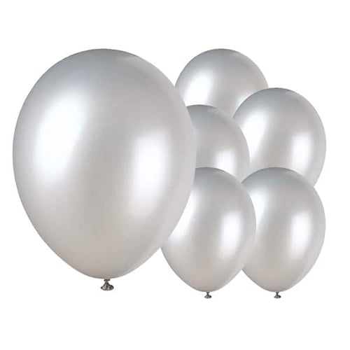 Shimmering Silver Biodegradable Latex Balloons 30cm / 12 in - Pack of 8 Product Image