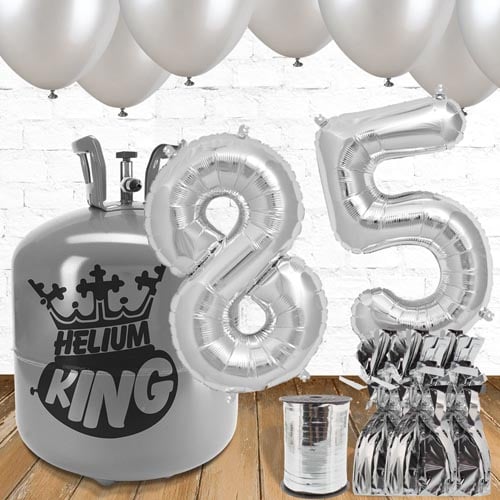 85th Birthday Helium Gas Package with Silver Balloons Product Gallery Image