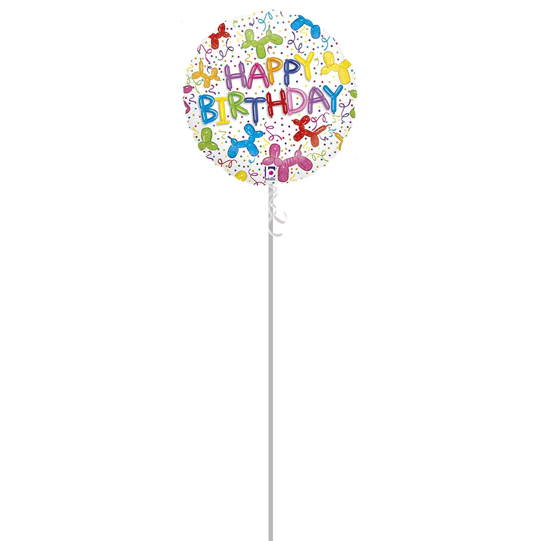 Balloon Dog Birthday Holographic Round Foil Helium Balloon - Inflated Balloon in a Box Product Gallery Image
