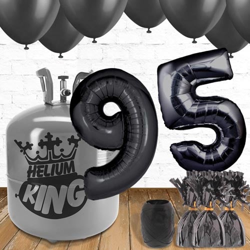 95th Birthday Helium Gas Package with Black Balloons Product Gallery Image