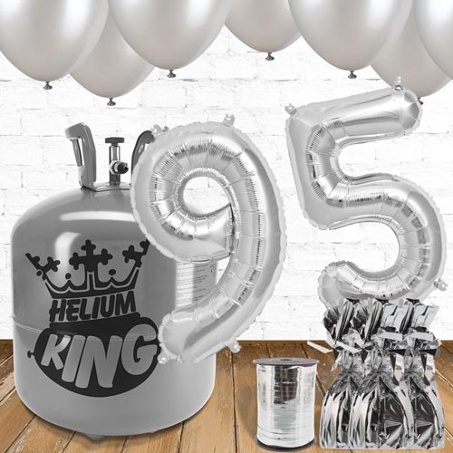 95th Birthday Helium Gas Package with Silver Balloons Product Gallery Image