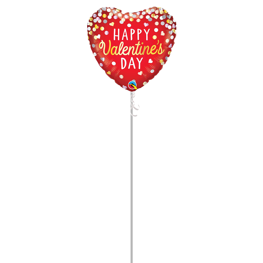 Confetti Red Valentine's Heart Shape Foil Helium Balloon - Inflated Balloon in a Box Product Gallery Image