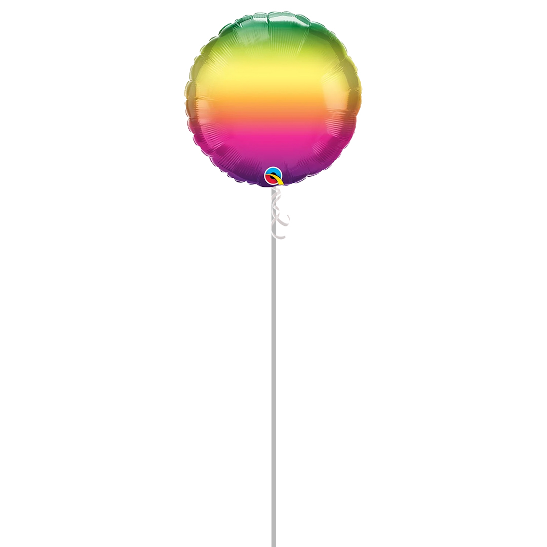 Vibrant Ombre Round Foil Helium Qualatex Balloon - Inflated Balloon in a Box