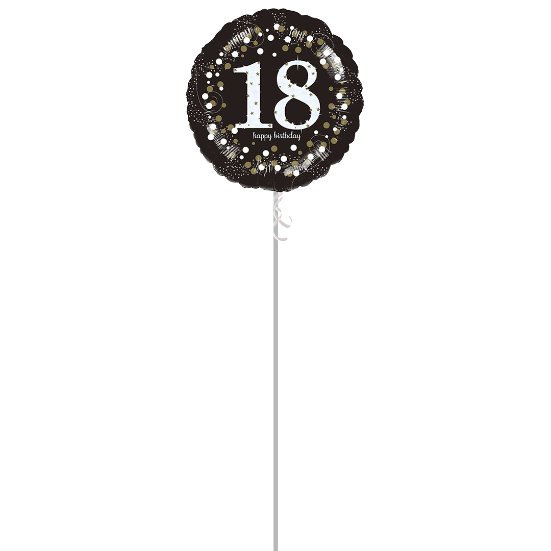 Sparkling Celebration 18th Birthday Round Foil Helium Balloon - Inflated Balloon in a Box Product Gallery Image