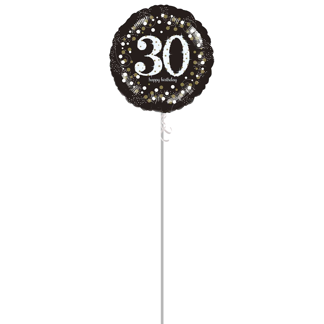 Sparkling Celebration 30th Birthday Round Foil Helium Balloon - Inflated Balloon in a Box